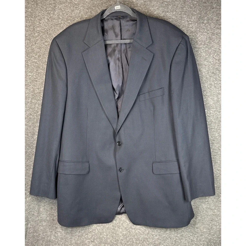 Brooks Brothers 346 Dark Gray Pinstripe Wool Blend Blazer Sport Coat Mens 46L‎
